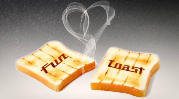 Rykande toast och ett hjärta utformad av röken