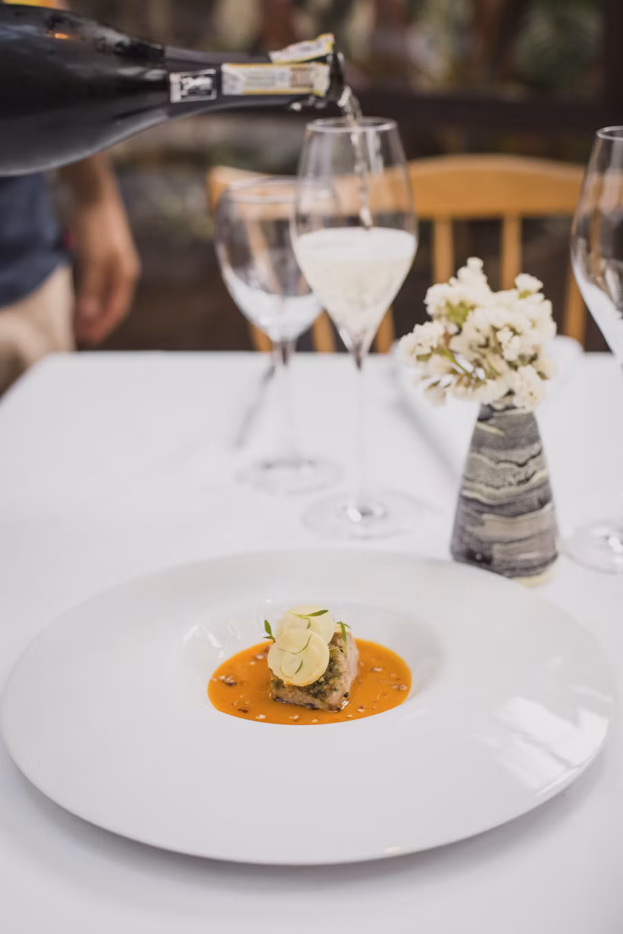 Dish with orange sauce